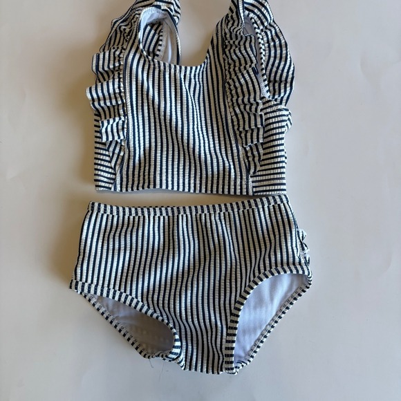 Ruffle Butts Other - RuffleButts Striped Swimsuit Ruffle Bottoms Bow Detail‎ 18-24 Months Bikini